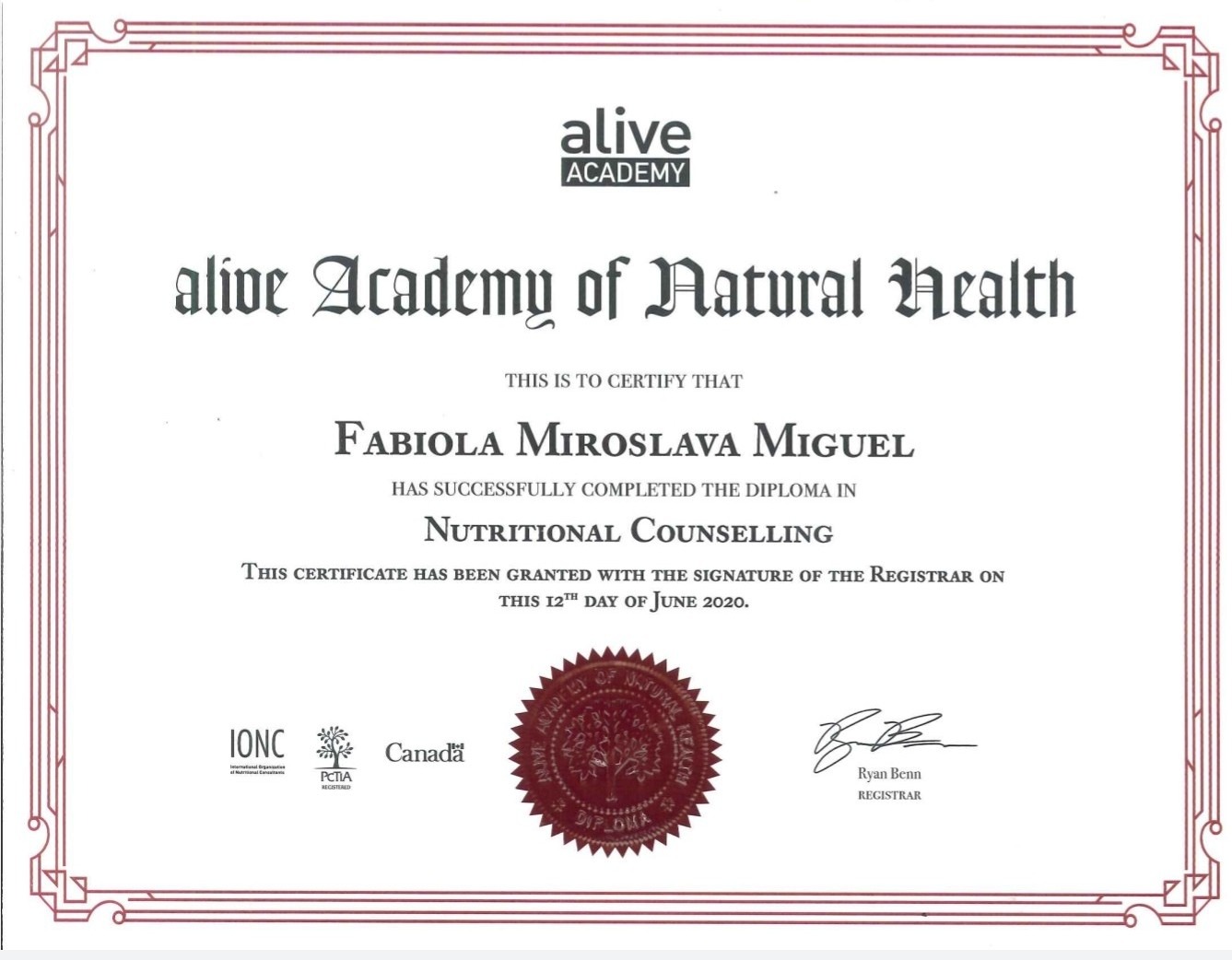 Fabiola Miguel, Holistic Nutritionist,